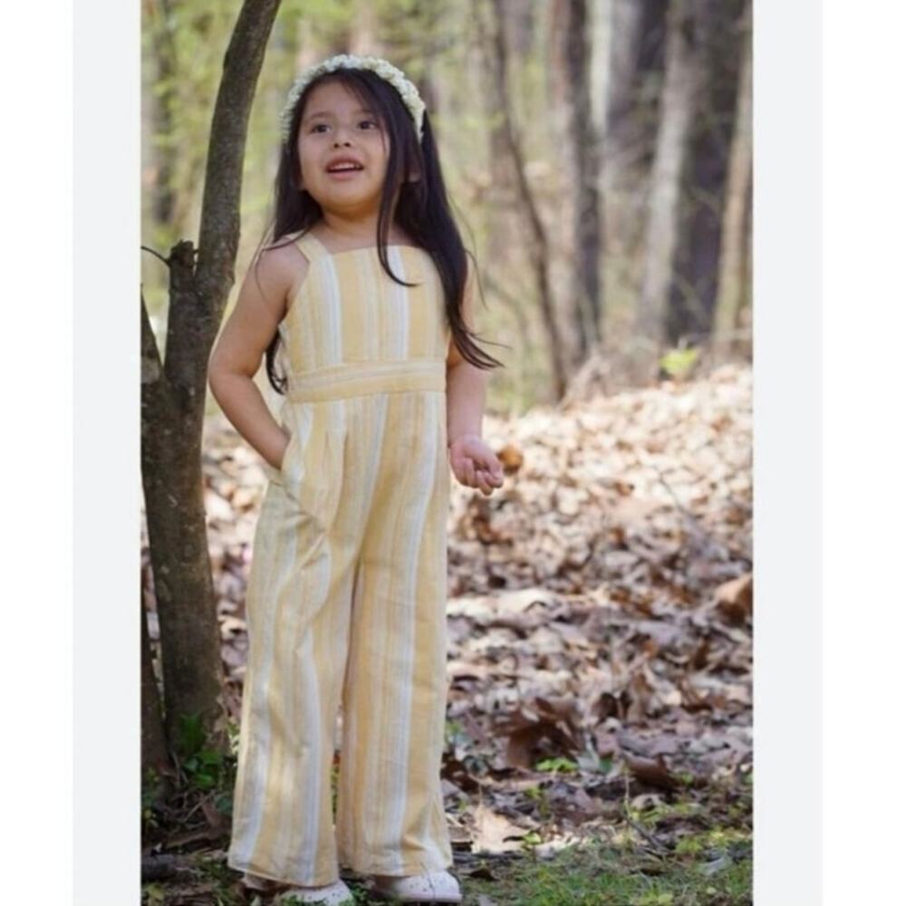 Tommy Bahama Toddler Girls Yellow Stripe Jumpsuit Romper 2T EUC